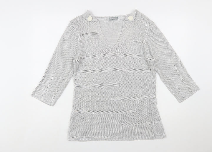 Marks and Spencer Per Una Women’s Grey L V-Neck Knit Jumper