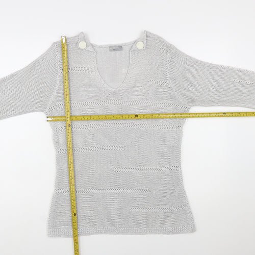 Marks and Spencer Per Una Women’s Grey L V-Neck Knit Jumper