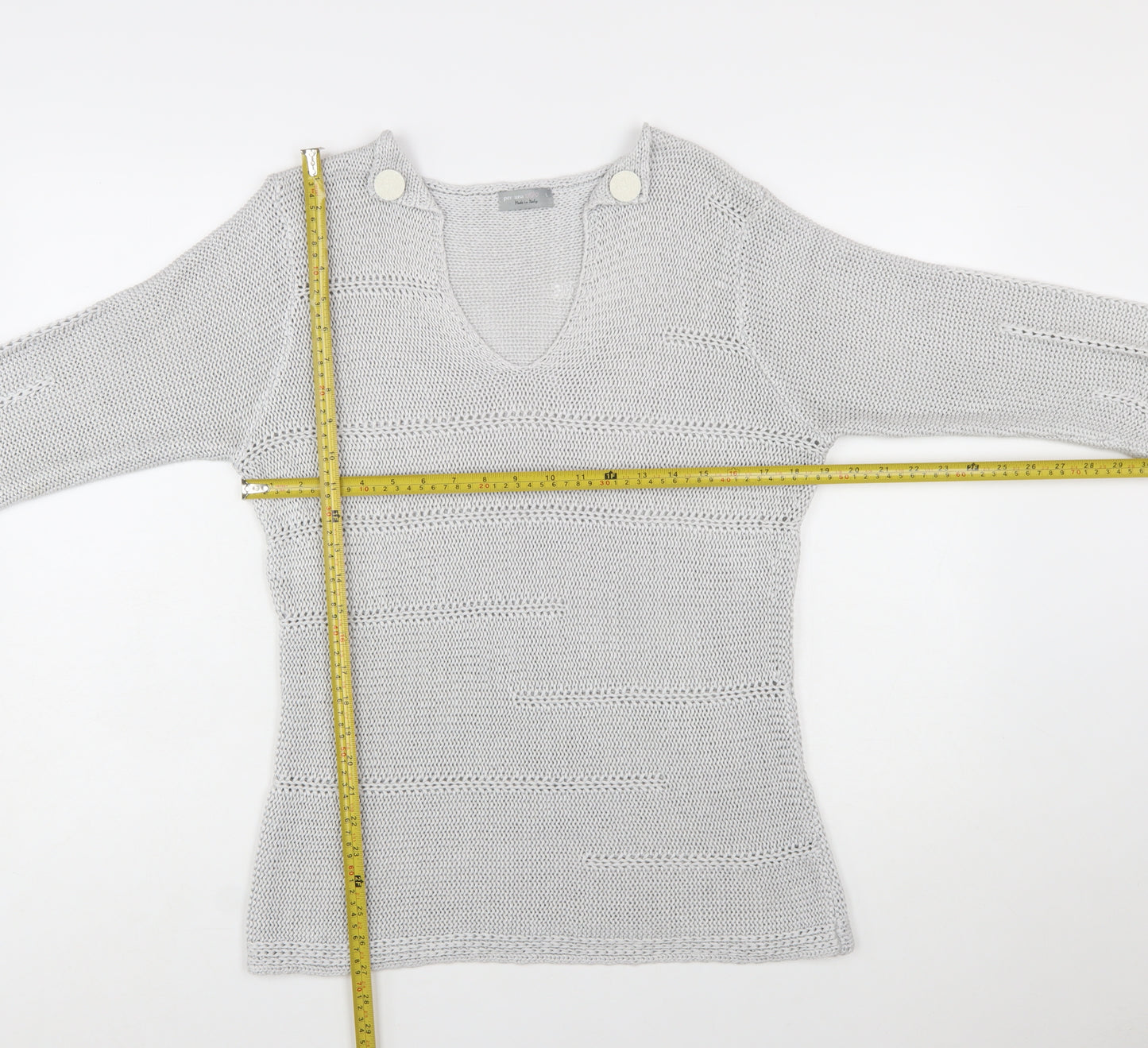 Marks and Spencer Per Una Women’s Grey L V-Neck Knit Jumper