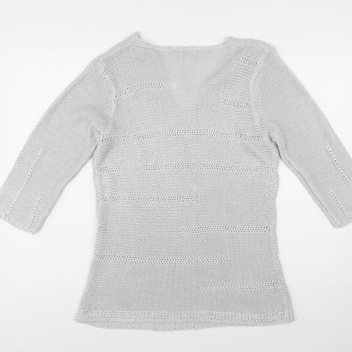 Marks and Spencer Per Una Women’s Grey L V-Neck Knit Jumper