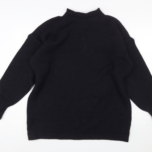 Channel Jumper Men's Black Wool Mock Neck Pullover Jumper M