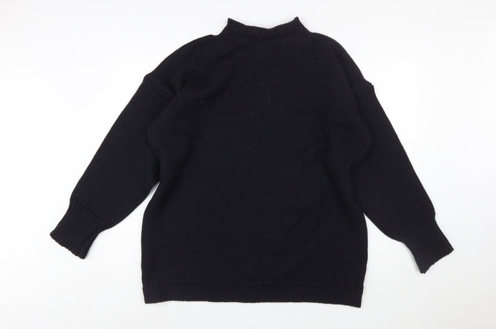 Channel Jumper Men's Black Wool Mock Neck Pullover Jumper M