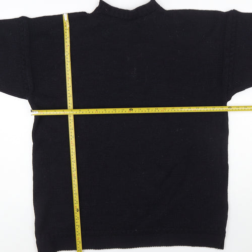 Channel Jumper Men's Black Wool Mock Neck Pullover Jumper M