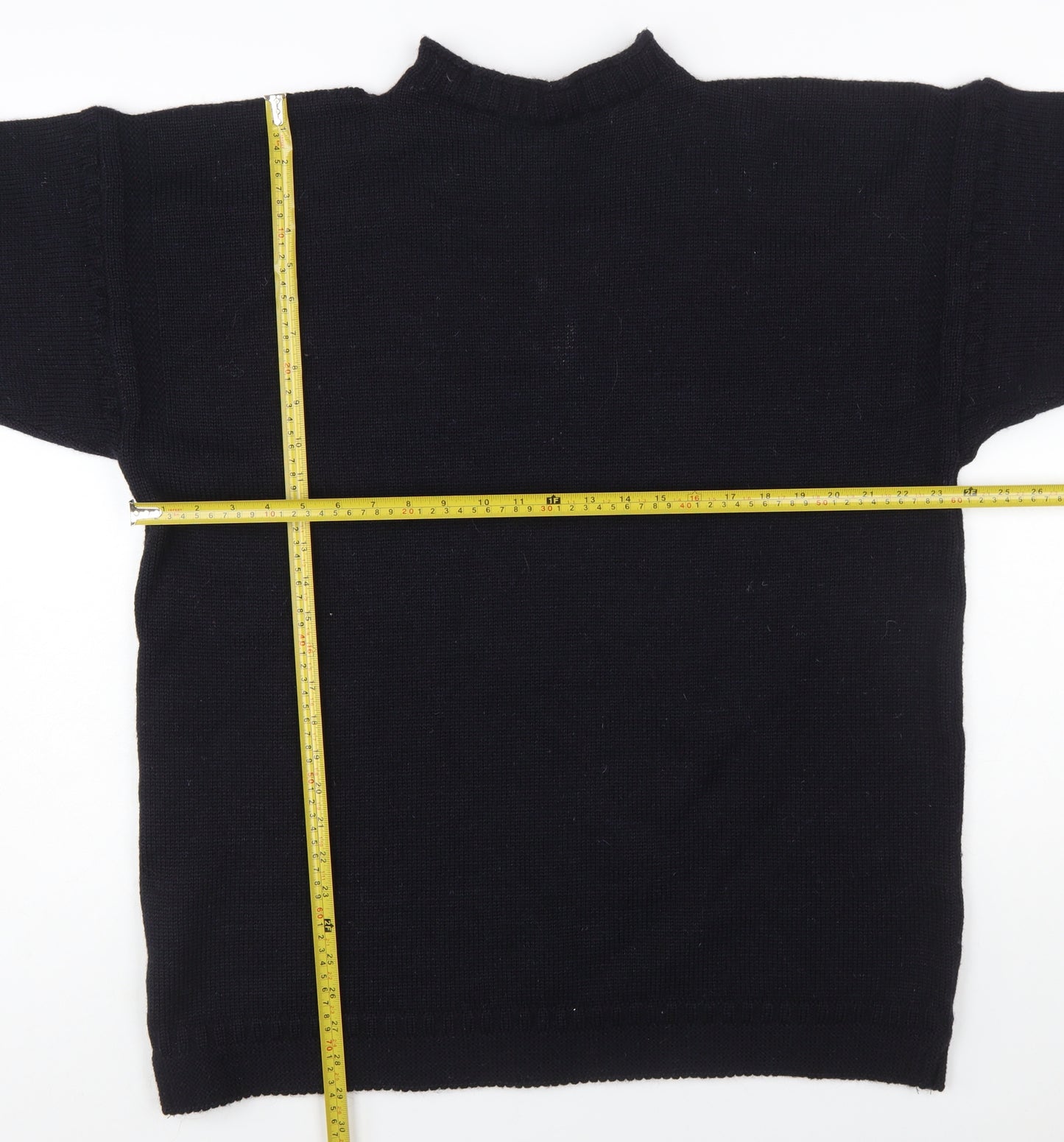 Channel Jumper Men's Black Wool Mock Neck Pullover Jumper M