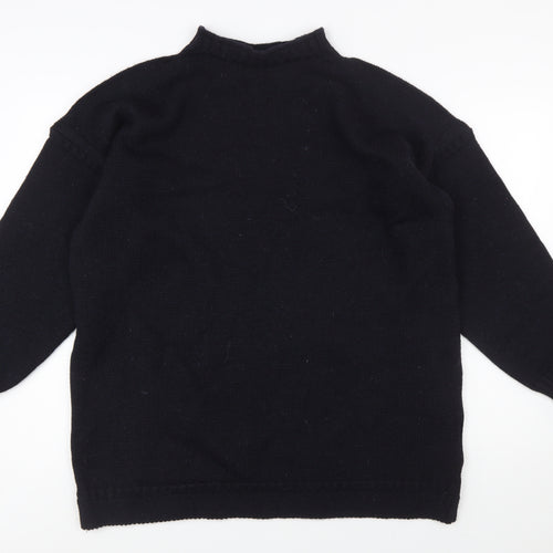 Channel Jumper Men's Black Wool Mock Neck Pullover Jumper M