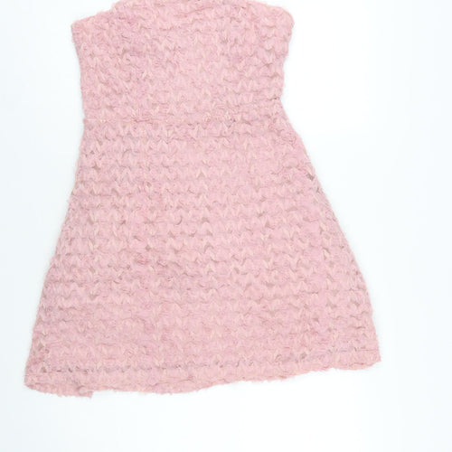 Quiz Women’s Pink Strapless A-Line Textured Party Dress Size 10