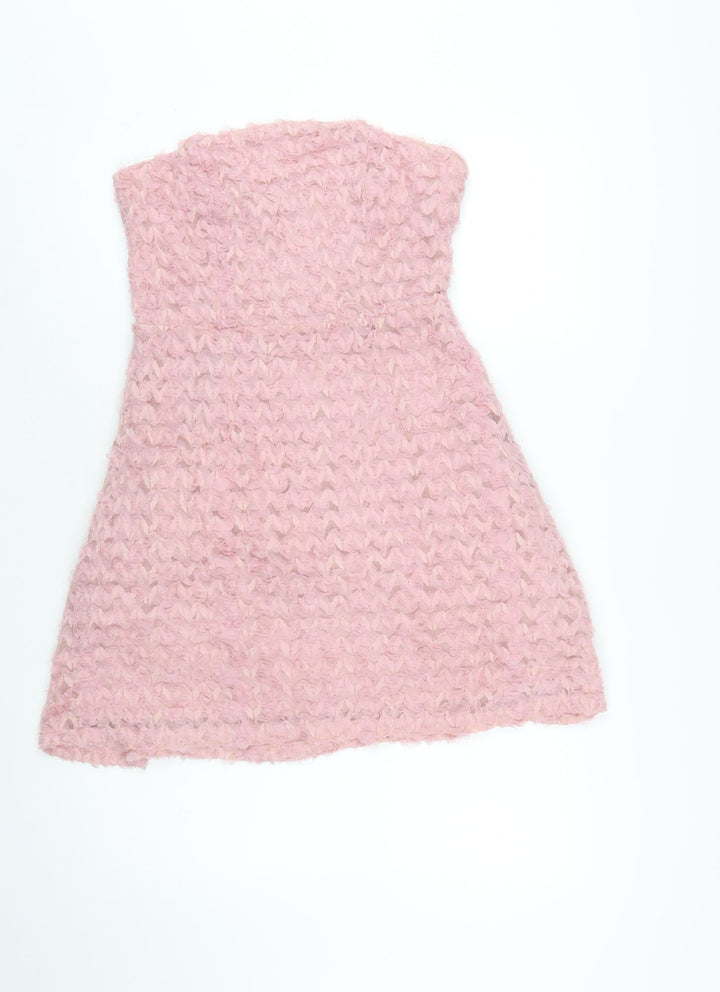 Quiz Women’s Pink Strapless A-Line Textured Party Dress Size 10