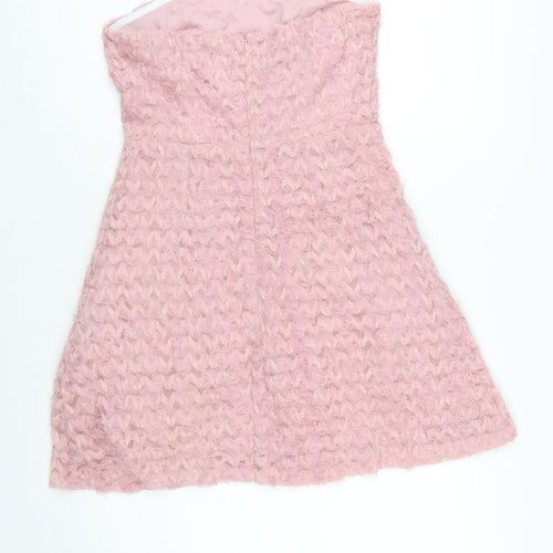 Quiz Women’s Pink Strapless A-Line Textured Party Dress Size 10