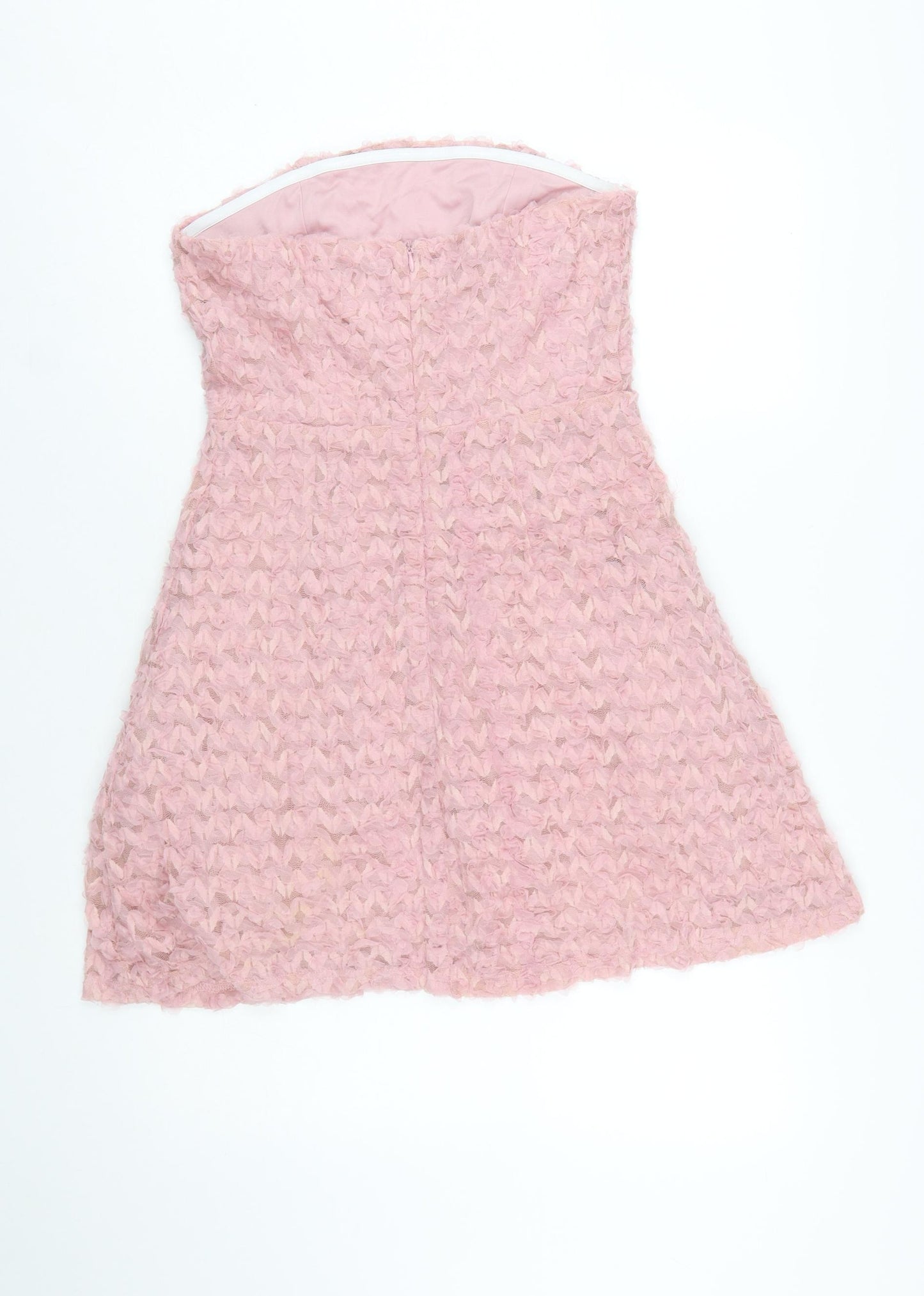Quiz Women’s Pink Strapless A-Line Textured Party Dress Size 10