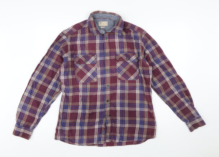 Marks and Spencer Mens Multicoloured Check Flannel Shirt L