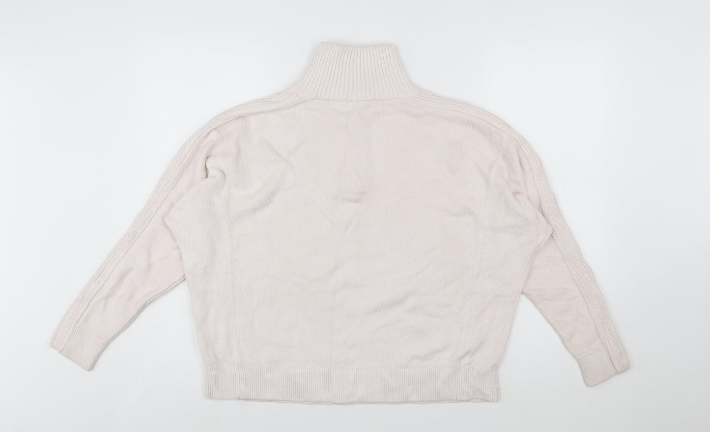 Tommy Hilfiger Women Ivory 1/4 Zip High Neck Cotton Jumper S