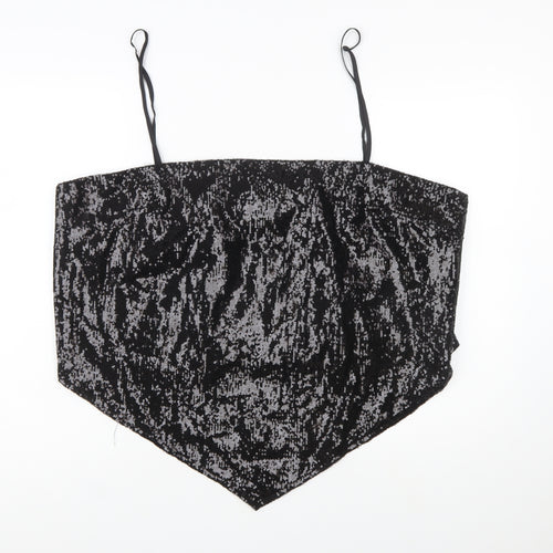 PrettyLittleThing Women Black Plus Size 26 Sequin Velvet Camisole Top