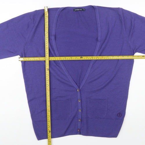 Henri Lloyd Women's Purple Wool V-Neck Cardigan Size 6