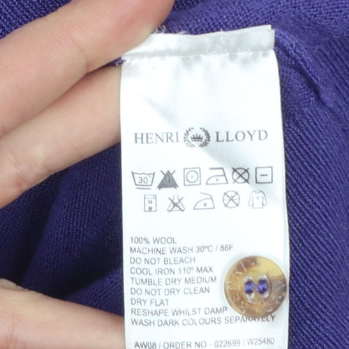 Henri Lloyd Women's Purple Wool V-Neck Cardigan Size 6