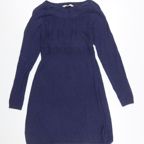Fat Face Women’s Blue Knit Jumper Dress Size 12 Long Sleeve