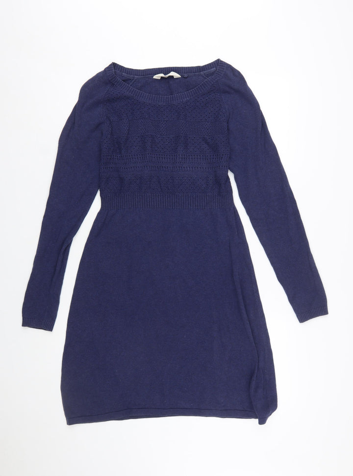 Fat Face Women’s Blue Knit Jumper Dress Size 12 Long Sleeve