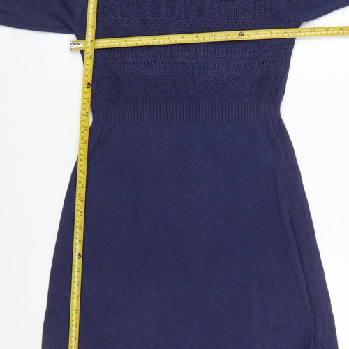 Fat Face Women’s Blue Knit Jumper Dress Size 12 Long Sleeve