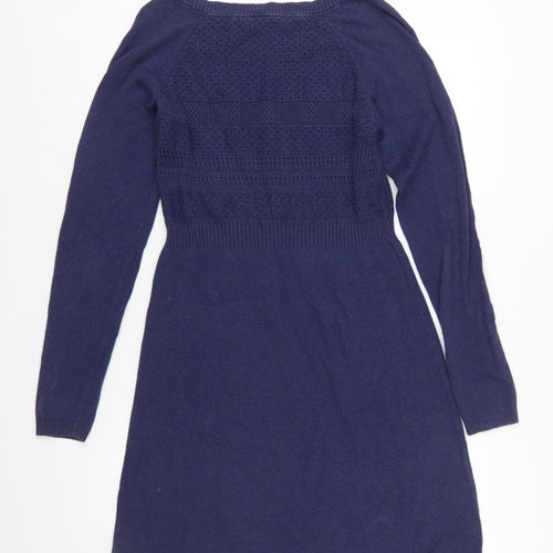Fat Face Women’s Blue Knit Jumper Dress Size 12 Long Sleeve