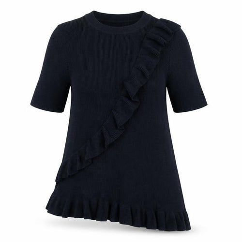 Next Women’s Blue Ruffle Knit Tunic Jumper Size 16 3/4 Sleeve