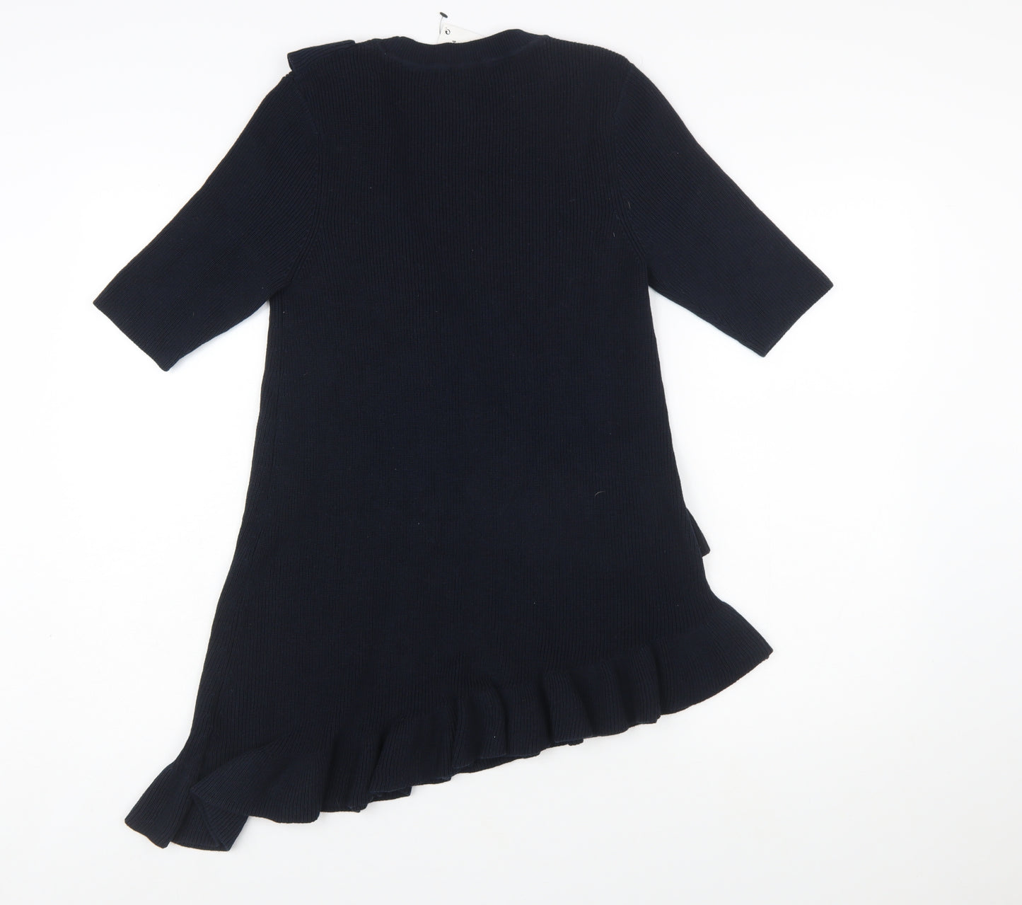 Next Women’s Blue Ruffle Knit Tunic Jumper Size 16 3/4 Sleeve