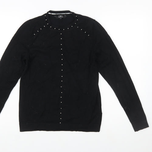 Star by Julien Macdonald Womens Black Beaded Crew Neck Jumper Size 12