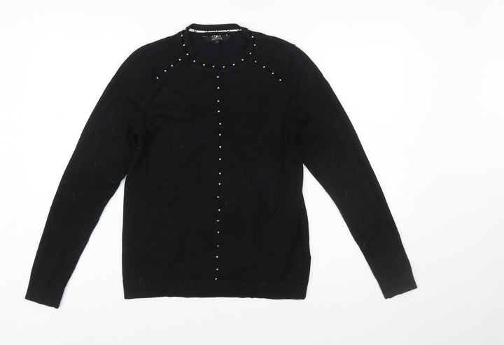 Star by Julien Macdonald Womens Black Beaded Crew Neck Jumper Size 12