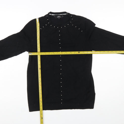 Star by Julien Macdonald Womens Black Beaded Crew Neck Jumper Size 12