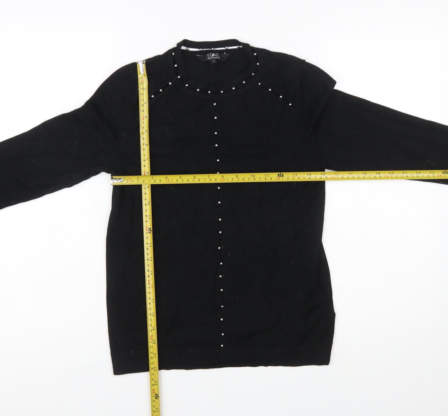 Star by Julien Macdonald Womens Black Beaded Crew Neck Jumper Size 12