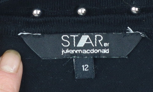 Star by Julien Macdonald Womens Black Beaded Crew Neck Jumper Size 12