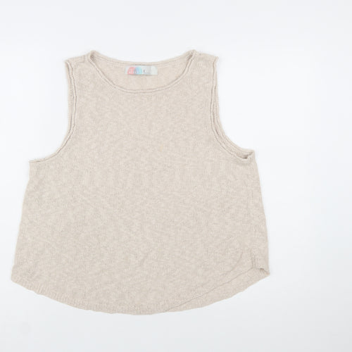 FP Beach Womens Beige Knit Tank Top M Sleeveless Lightweight Casual