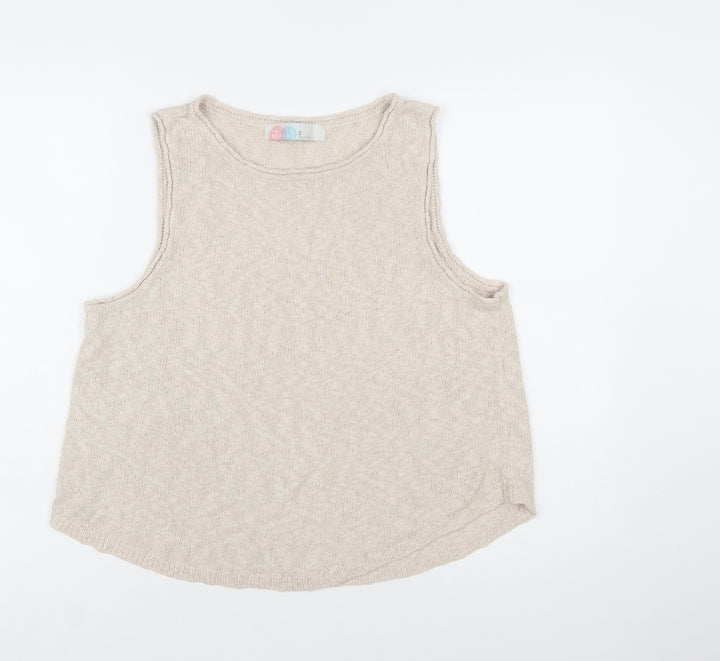 FP Beach Womens Beige Knit Tank Top M Sleeveless Lightweight Casual