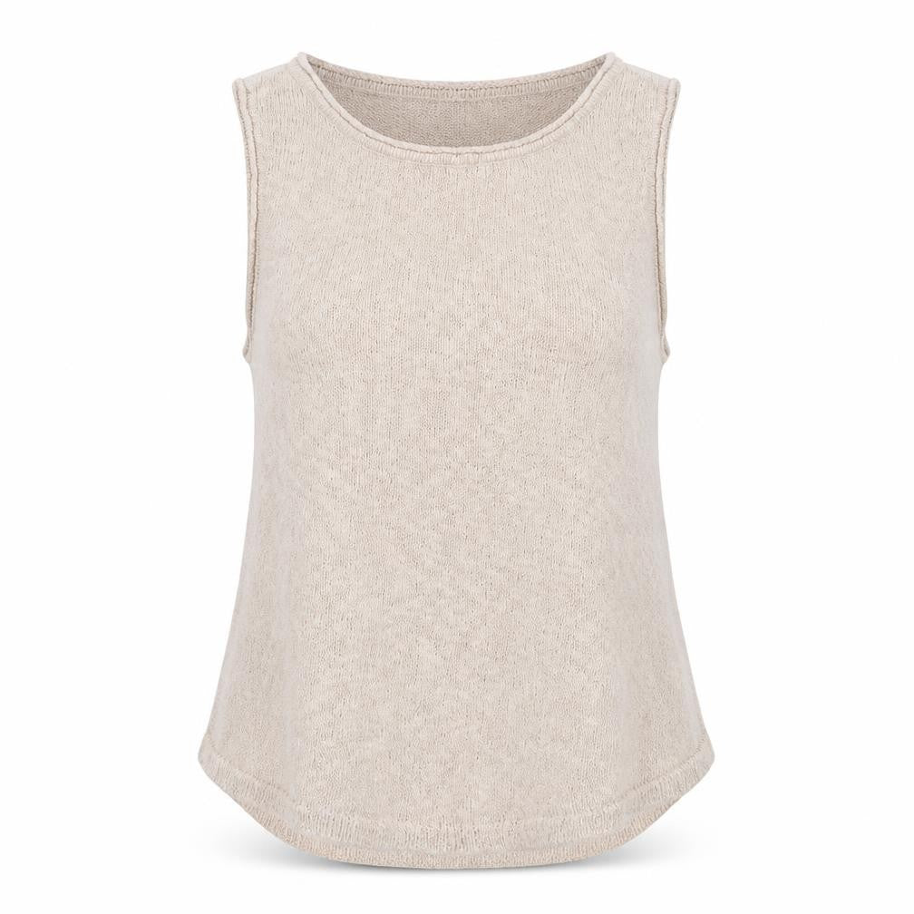 FP Beach Womens Beige Knit Tank Top M Sleeveless Lightweight Casual