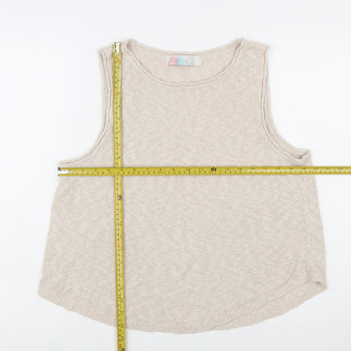 FP Beach Womens Beige Knit Tank Top M Sleeveless Lightweight Casual