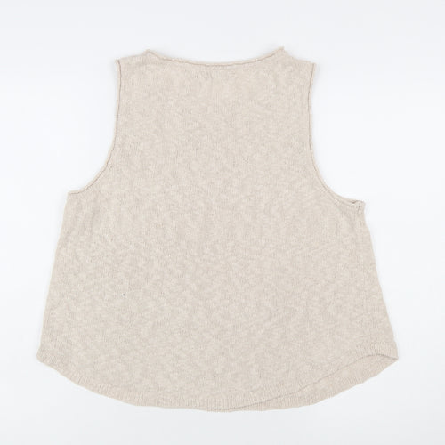 FP Beach Womens Beige Knit Tank Top M Sleeveless Lightweight Casual