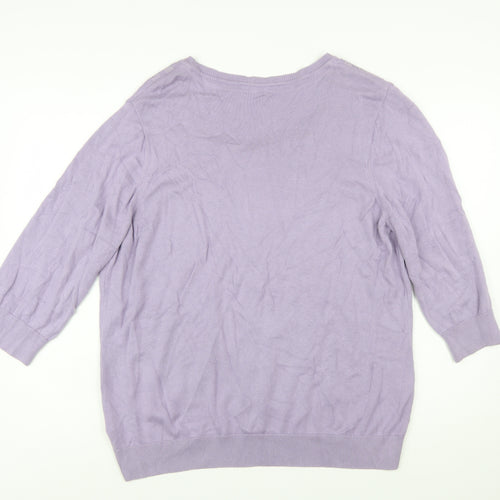 Marks and Spencer Per Una Womens Purple Cardigan Size 22 3/4 Sleeve Lace Trim