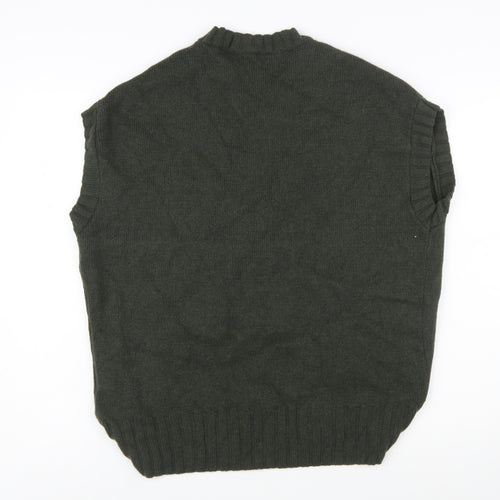 Zara Women's Green Sleeveless Wool Blend Knit Jumper S