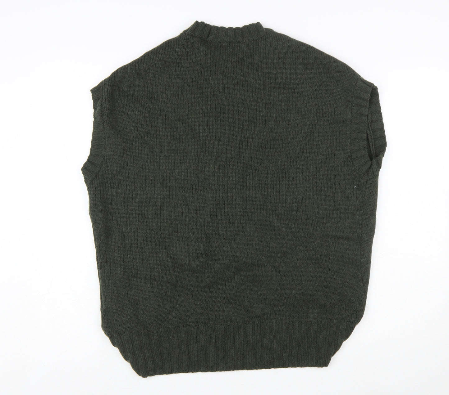 Zara Women's Green Sleeveless Wool Blend Knit Jumper S