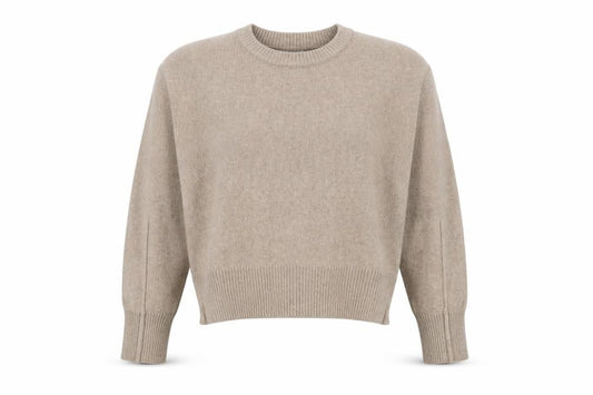 Front view of ASOS DESIGN Women’s Beige Crew Neck Knit Jumper, size S, 8-10