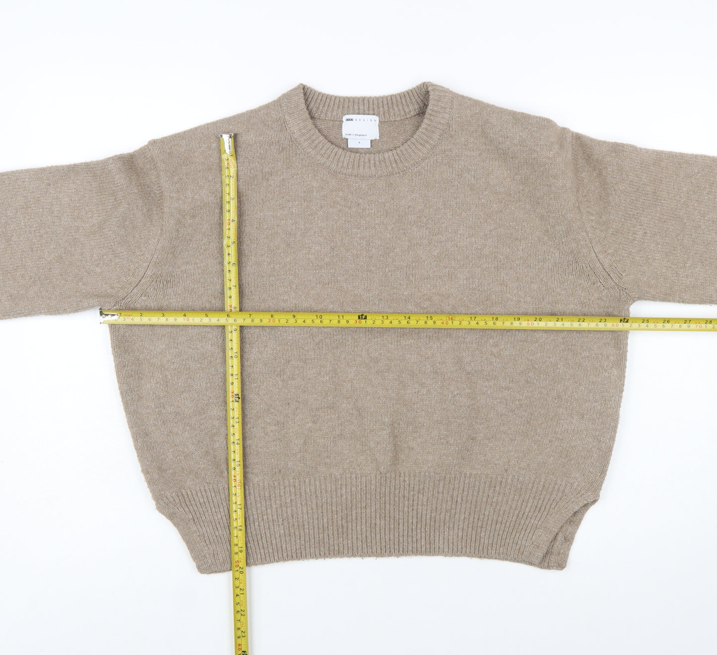 ASOS DESIGN Women’s Beige Crew Neck Knit Jumper Size S 8-10