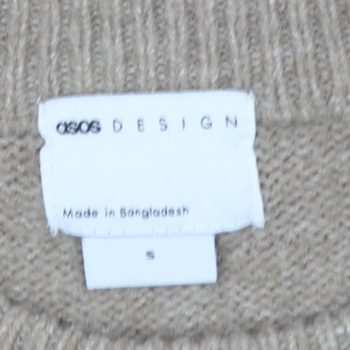 ASOS DESIGN Women’s Beige Crew Neck Knit Jumper Size S 8-10