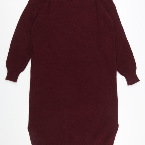 Boohoo Women’s Red Long Sleeve Knit Jumper Dress Size 14