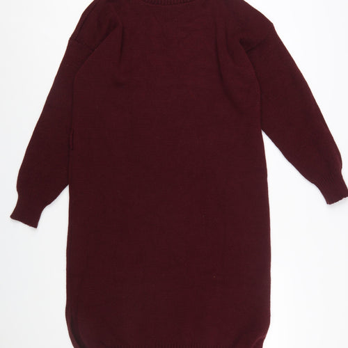 Boohoo Women’s Red Long Sleeve Knit Jumper Dress Size 14