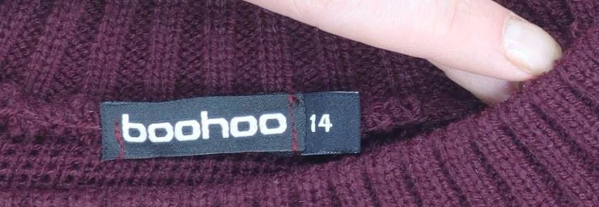 Boohoo Women’s Red Long Sleeve Knit Jumper Dress Size 14
