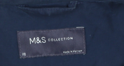 Marks and Spencer Women Blue Hooded Parka Jacket Size 18