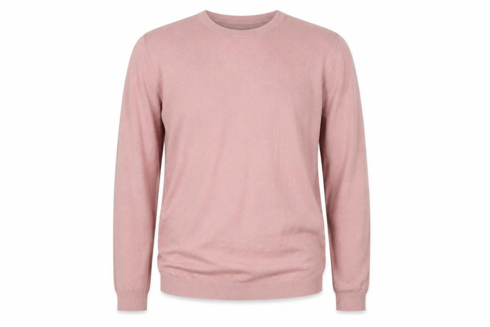 Front view of Topman Men's Pink Cotton Crew Neck Jumper, size L