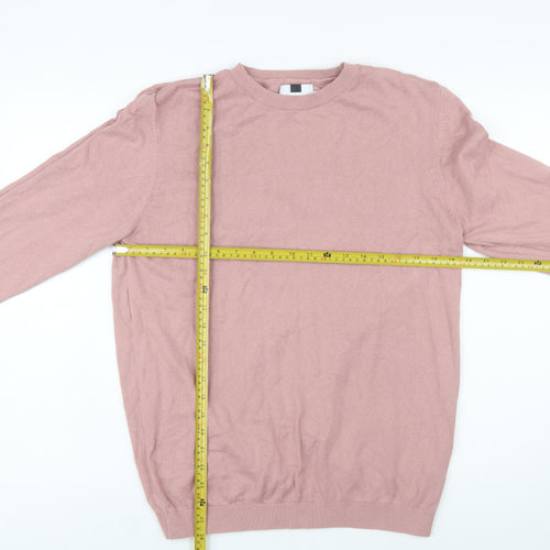 Topman Men's Pink Cotton Crew Neck Jumper Size L