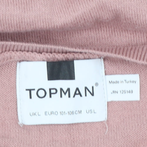 Topman Men's Pink Cotton Crew Neck Jumper Size L