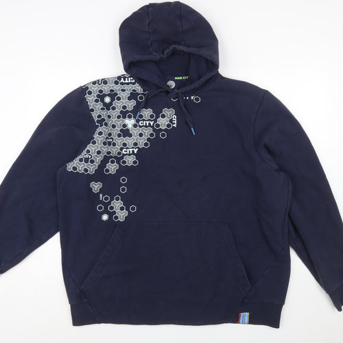 Manchester City Men's Navy 2XL Pullover Hoodie Cotton Blend Graphic