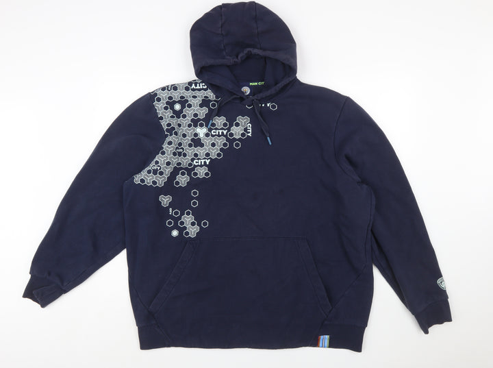 Manchester City Men's Navy 2XL Pullover Hoodie Cotton Blend Graphic