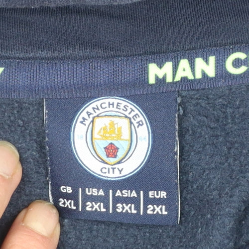 Manchester City Men's Navy 2XL Pullover Hoodie Cotton Blend Graphic